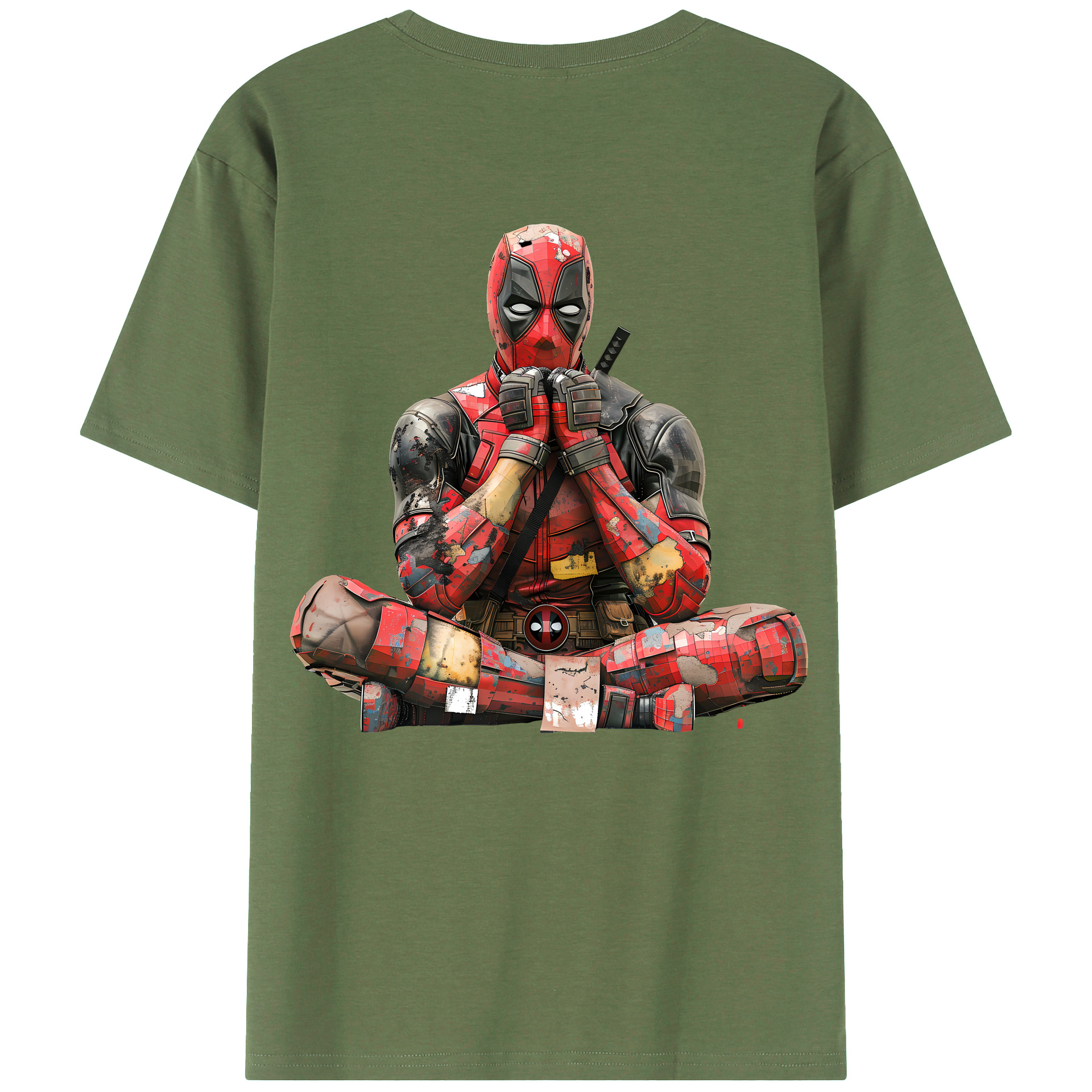 （画像用） Deadpool デッドプール 綿100％ メンズ半袖Tシャツ（バックプリント） 通気性